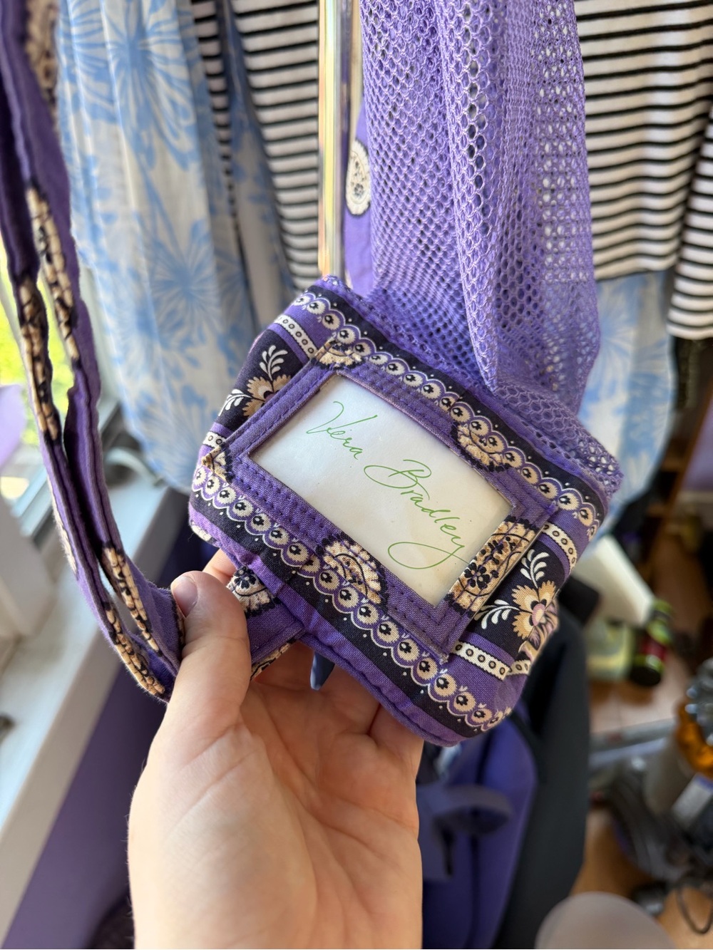 Vera Bradley Mesh Drawstring Purple Patterned Yoga Mat Bag